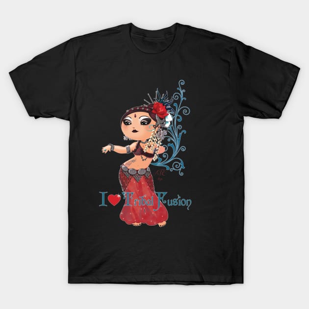 Tribal fusion bellydancer T-Shirt by Anna R. Carrino Design